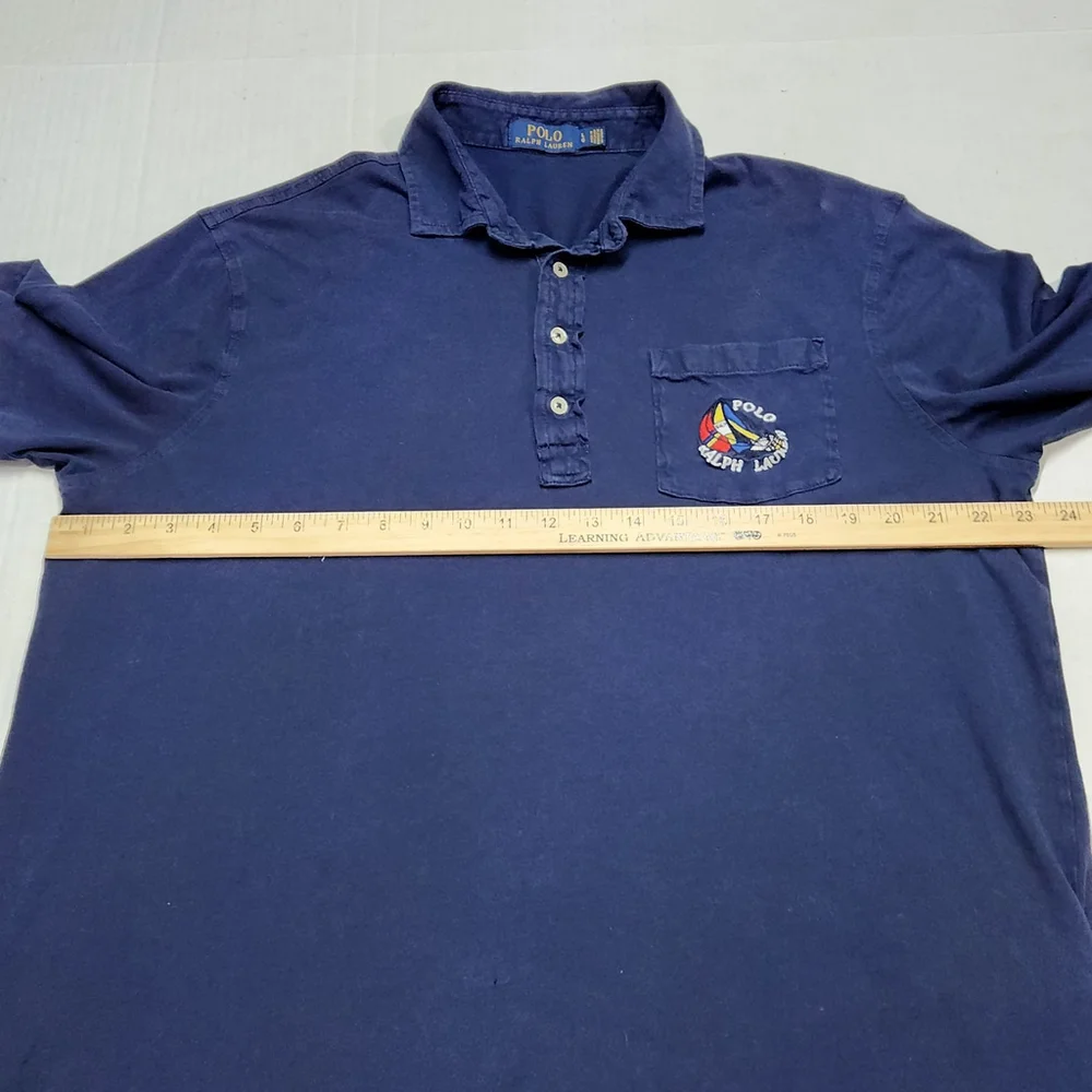 Polo Ralph Lauren Sailboat Pocket Polo Shirt Mens Large Navy Yacht Club USA